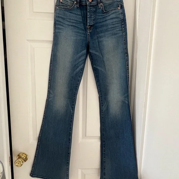 7 For All Mankind Medium Blue Flare High Waisted Jeans - Picture 11 of 11